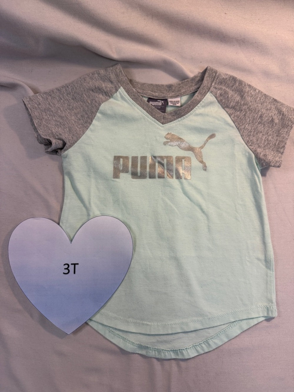 3T Puma Kids Mint and Grey Short Sleeve Tee